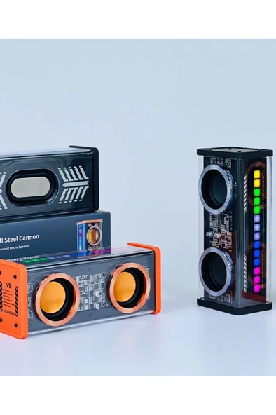 Şeffaf Mecha Müzik Tws Stereo Rgb İşıklı Hoparlör Kablosuz Bluetooth 5.0 Taşınabilir Hoparlör V9 ürün görseli 1