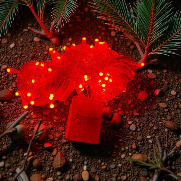 10m 100 Led Damla Uçlu Kırmızı Işık Şeffaf Kablo Mz-17-5 ürün görseli 1