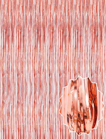 Rose Gold Püsküllü Kapı Perdesi - Parti, Bekarlığa Veda, Doğum Günü 1x2 M ürün görseli 1