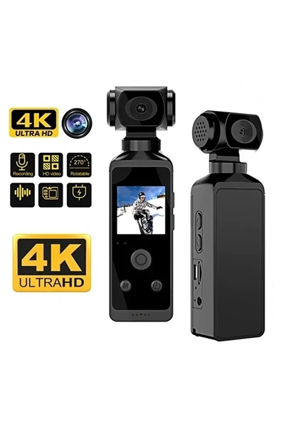 4k Ultra Hd Aksiyon Kamerası 270° Geniş Açı Döner Klips Su Geçirmez Kılıf Wifi Kamera ürün görseli 1