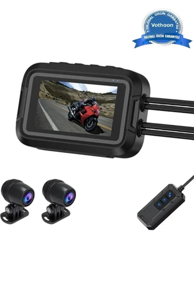 Motosiklet Kamerası Full Hd 1080p,150° Geniş Açı 3.0 Ekran Çift Ön–arka Kamera Wifi Destekli Gprs Özellikli ürün görseli 1