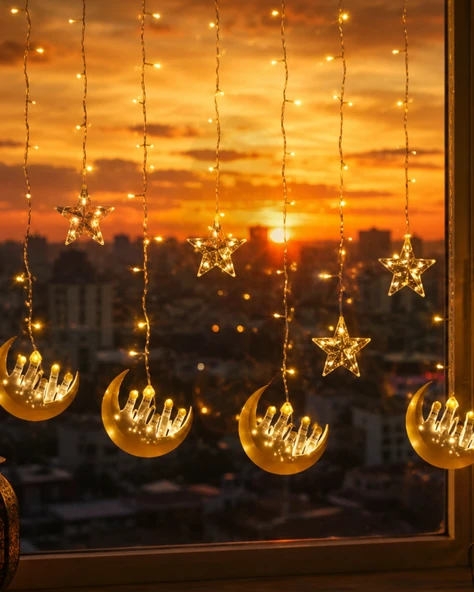 Ramazan Temalı Led Işık Hilal Yıldız Figürlü Dekor Lambası ürün görseli 1