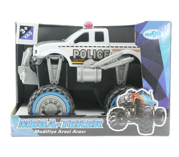 Sürtmeli Modifiye Dev Siyah Beyaz Polis Arazi Aracı - Resim 2