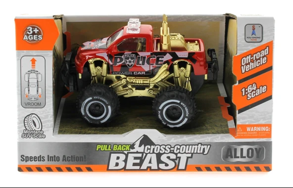 Çek Bırak Mini Off Road Kırmızı Polis Aracı - Resim 5