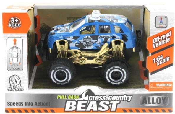 Çek Bırak Mini Off Road Mavi Polis Aracı - Resim 5