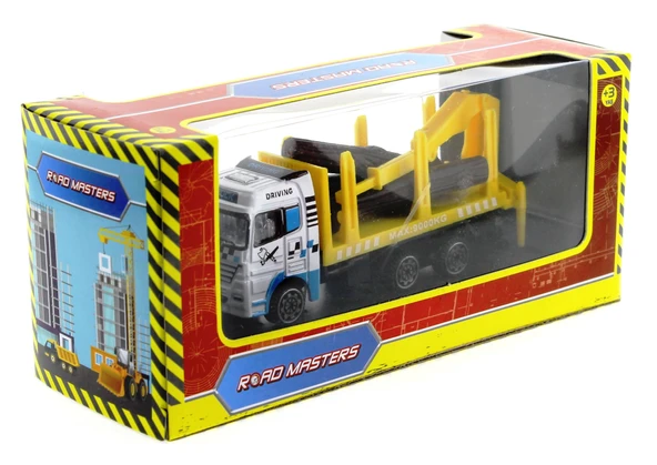 Die Cast Mini Sarı Kütük Kamyonu - Resim 6