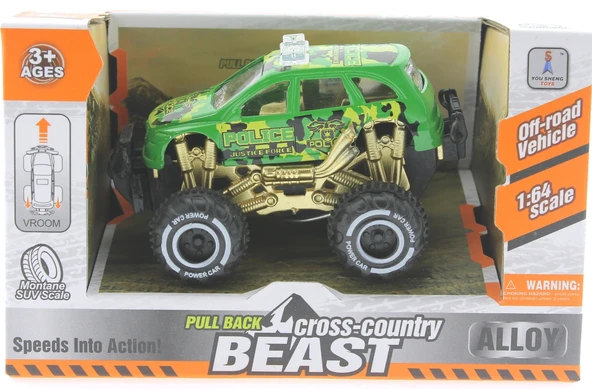 Çek Bırak Mini Off Road Yeşil Polis Aracı - Resim 5