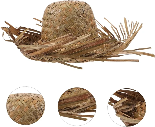 Tropikal Parti Naturel Hasır Hawaii Şapkası 13x36 Cm ürün görseli 1