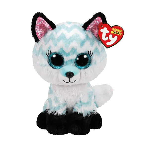 TY Beanie Boos Mavi Şevron Desenli Peluş Tilki Atlas 24 cm ürün görseli 1