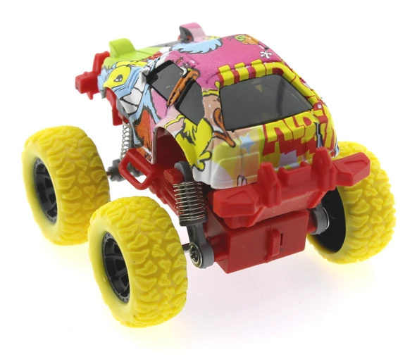 Die Cast Çizgi Film Desenli Sarı Teker Araba - Resim 5