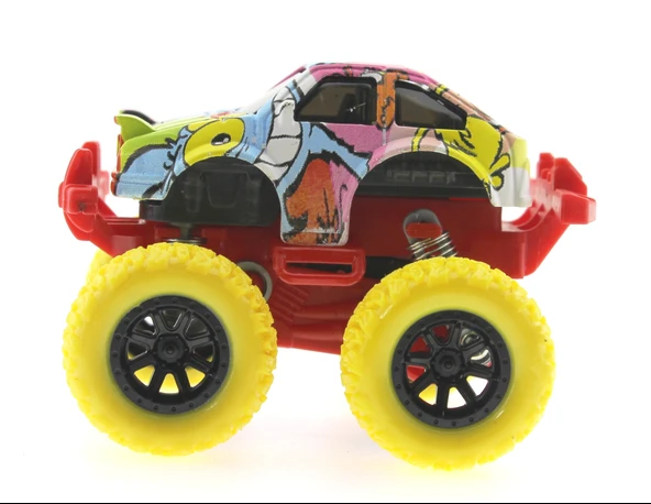 Die Cast Çizgi Film Desenli Sarı Teker Araba - Resim 4