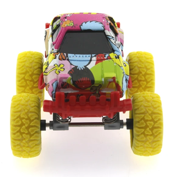 Die Cast Çizgi Film Desenli Sarı Teker Araba - Resim 3