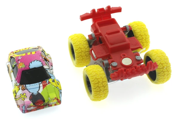 Die Cast Çizgi Film Desenli Sarı Teker Araba - Resim 2