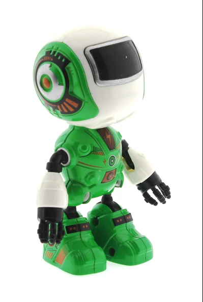Dekoratif Sesli Işıklı Mini Sevimli Yeşil Robot - Resim 4