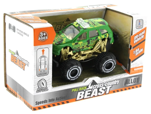 Çek Bırak Mini Off Road Yeşil Polis Aracı - Resim 2