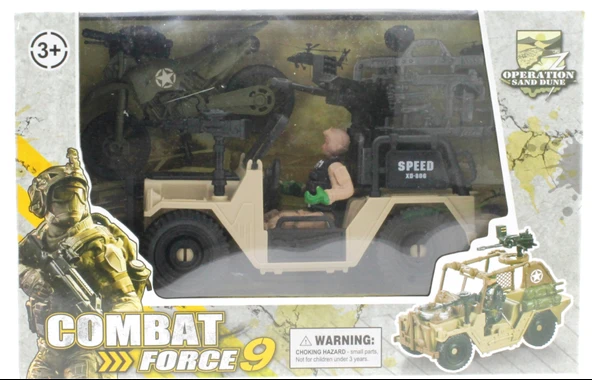Combat Force Figür, Motor ve Jeep - Resim 4