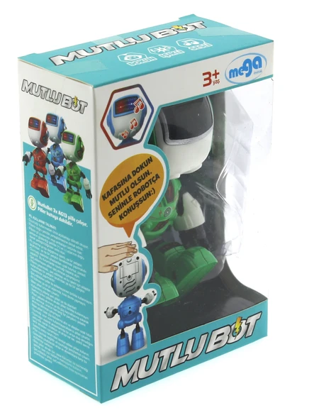 Dekoratif Sesli Işıklı Mini Sevimli Yeşil Robot - Resim 6
