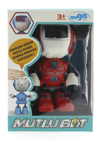 Dekoratif Sesli Işıklı Mini Sevimli Kırmızı Robot - Resim 2
