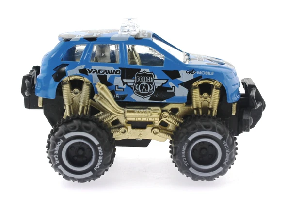 Çek Bırak Mini Off Road Mavi Polis Aracı - Resim 6