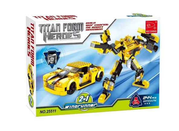 Ausini Titan Form Heroes 244 Parça 2 in 1 Araca Dönüşen Sarı Robot ürün görseli 1