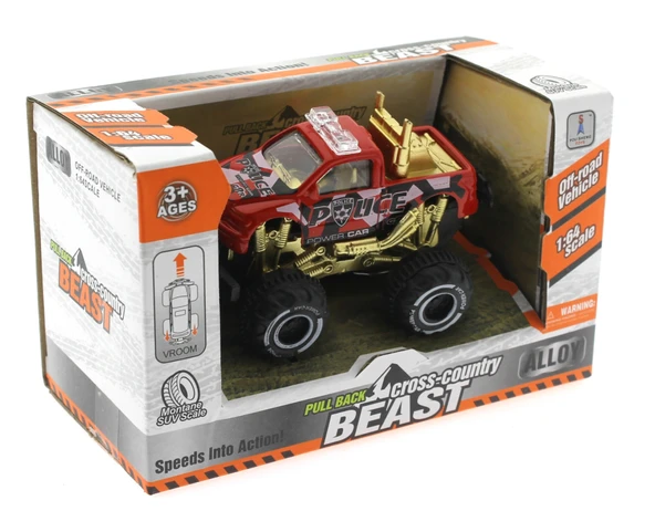 Çek Bırak Mini Off Road Kırmızı Polis Aracı - Resim 2