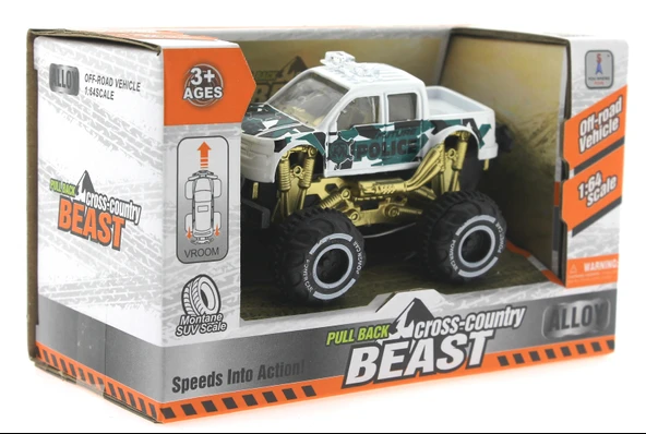 Çek Bırak Mini Off Road Beyaz Polis Aracı - Resim 2