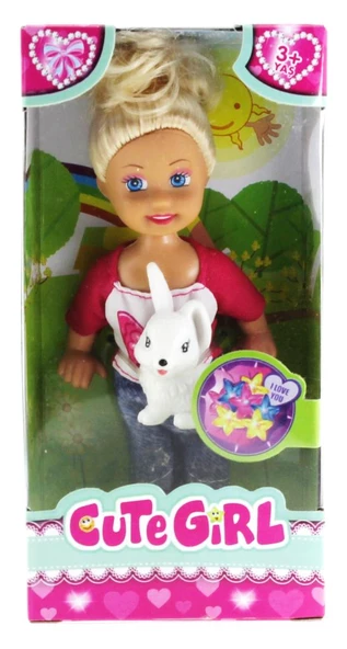 Cute Girl Tavşan Figürlü Sarışın Mini Bebek ürün görseli 1