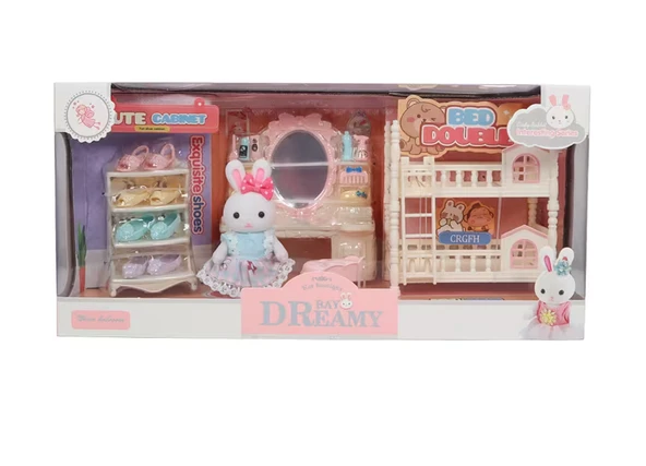 Bay Dreamy Mini Tavşan Ranzalı Yatak Odası Oyun Seti ürün görseli 1