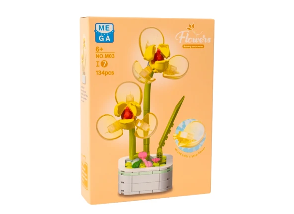 Building Block Flower 134 Parça Sarı Orkide - Resim 3