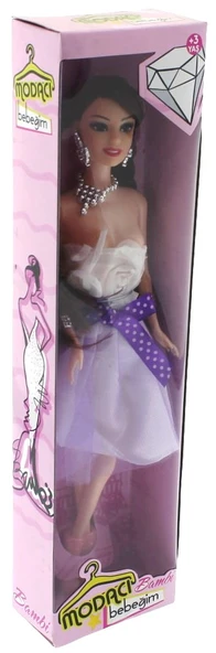 Bambi Beyaz Elbiseli Moda Bebek - Resim 2