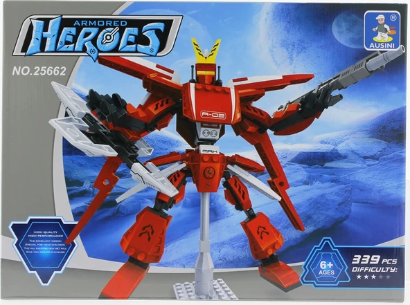 Ausini 339 Parça Heroes Standlı Kırmızı Robot - Resim 3