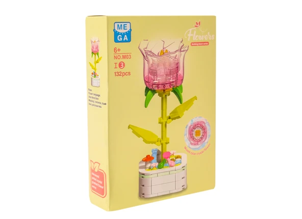 Building Block Flower 132 Parça Lila Gül - Resim 3