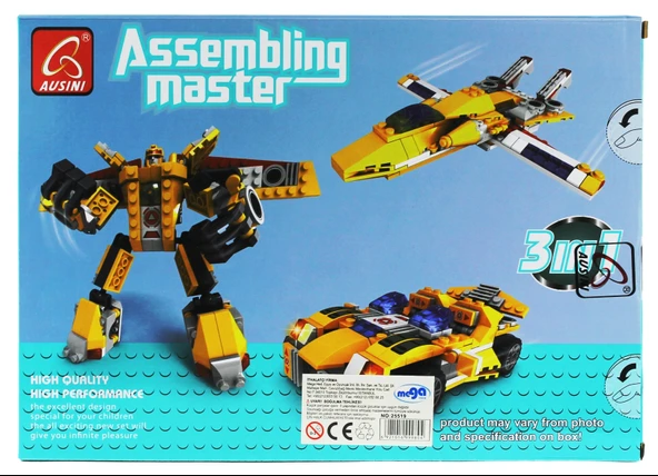 Ausini Assembling Master 3 in 1 273 Parça Sarı Dönüşen Robot - Resim 3