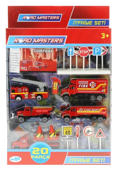 Die Cast Metal 20 Parça İtfaiye Seti - Tankerli - Resim 5