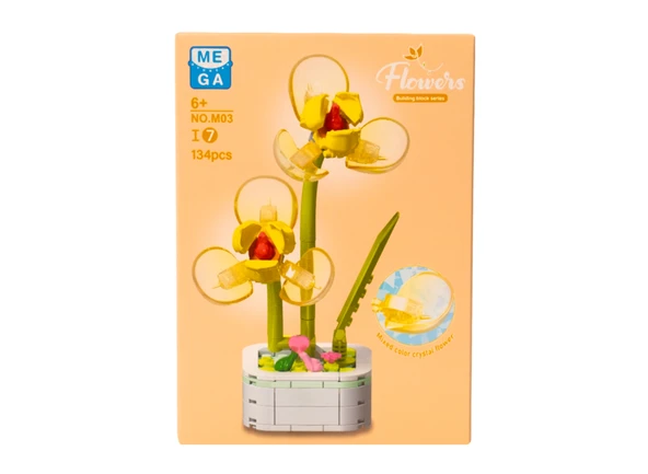 Building Block Flower 134 Parça Sarı Orkide - Resim 2