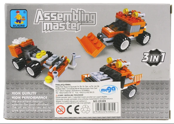 Ausini Assembling Master 3 in 1 66 Parça Traktörler - Resim 3