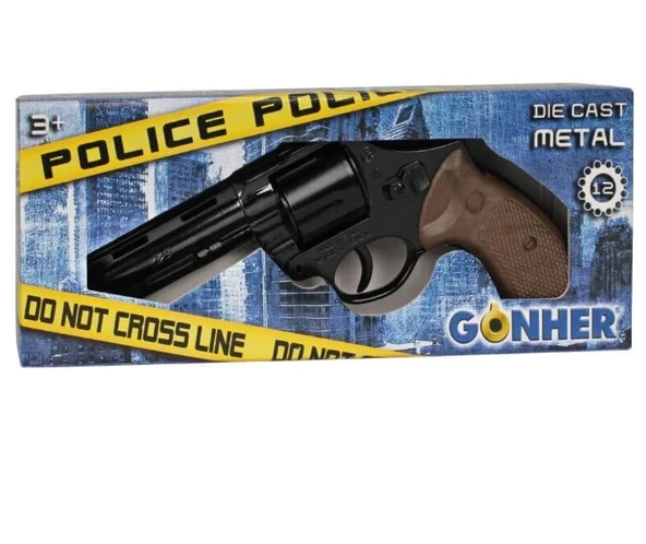 Gonher Revolver 12 li Siyah Mantar Koleksiyon Polis Tabancası ürün görseli 1