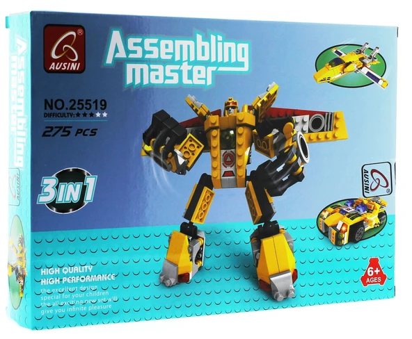 Ausini Assembling Master 3 in 1 273 Parça Sarı Dönüşen Robot - Resim 2