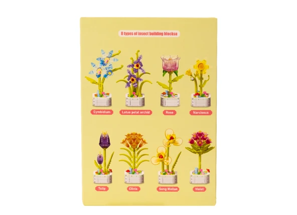 Building Block Flower 132 Parça Lila Gül - Resim 6