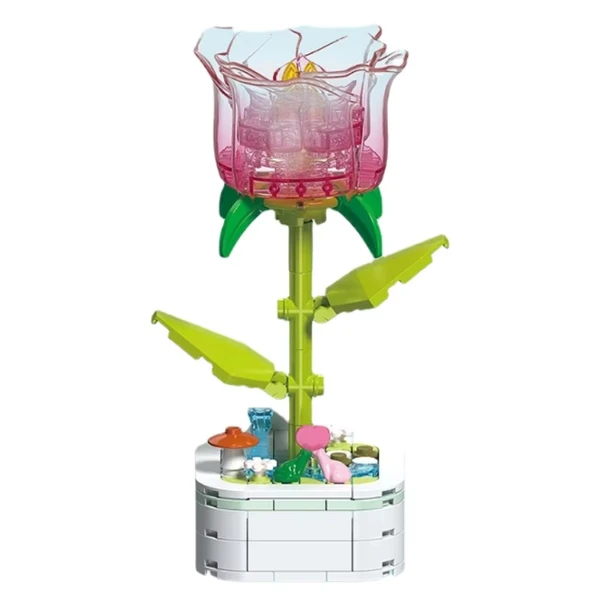 Building Block Flower 132 Parça Lila Gül ürün görseli 1