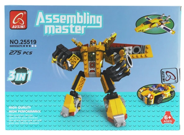 Ausini Assembling Master 3 in 1 273 Parça Sarı Dönüşen Robot - Resim 4