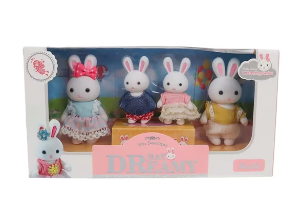 Bay Dreamy Mini Tavşan Dörtlü Aile Figür Seti ürün görseli 1