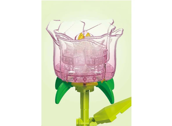 Building Block Flower 132 Parça Lila Gül - Resim 5