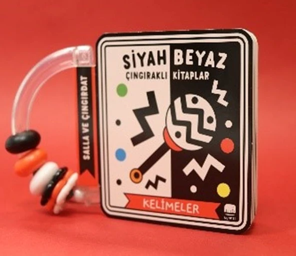 Siyah Beyaz Çıngıraklı Kitaplar Kelimeler ürün görseli 1