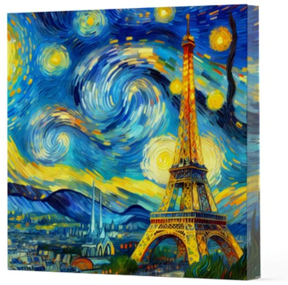 Van Gogh 9 Eyfel Kulesi - Çizgisiz Yan Boyamalı Defter ürün görseli 1
