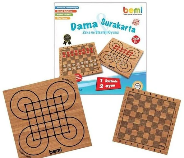 Ahşap Tabla Surakarta ve Dama Oyunu ürün görseli 1