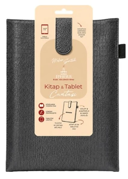 Yeni Nesil Kitap ve Tablet Çantası - Özel Deri Dokulu Antrasit ürün görseli 1