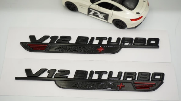 DK Tuning V12 Biturbo 4 Matic+ Plus Siyah Çamurluk Yanı Logo Benz İle Uyumlu ürün görseli 1