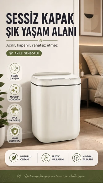 20 Litre Hacim Sensörlü Çöp Kutusu Hareket Algılayan Antibakteriyel ürün görseli 1