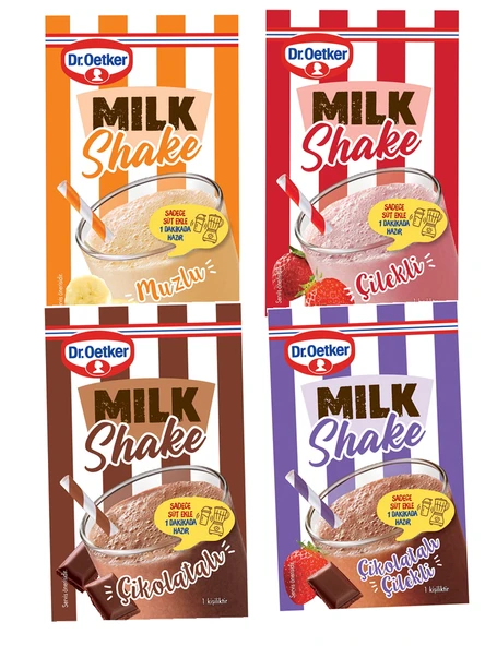 Dr Oetker 24 Adet Karışık Milkshake (Çilek, Muz, Çikolata, Çikolata Çilek) ürün görseli 1